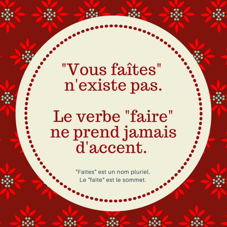 "Vous faîtes" ou "vous faites" ? Calendrier de l