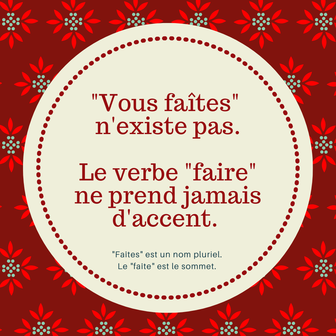 "Vous faîtes" ou "vous faites" ? Calendrier de l